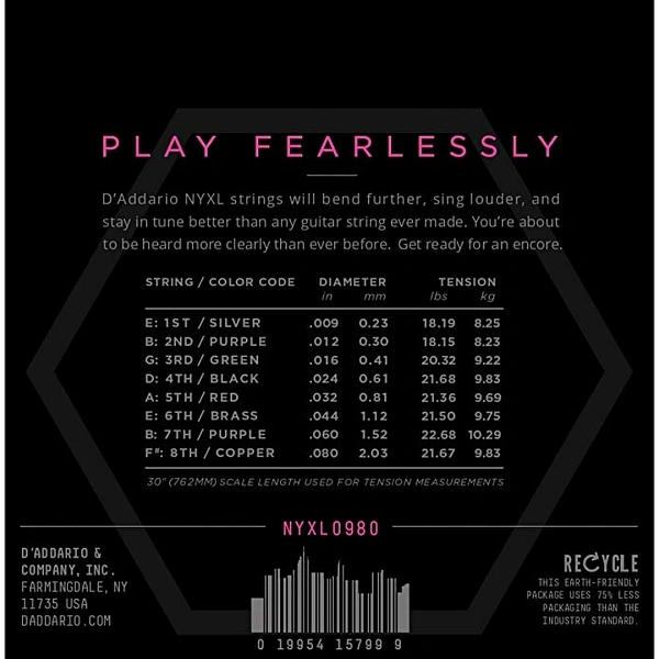 Струны для электрогитары D’Addario NYXL0980 9-80