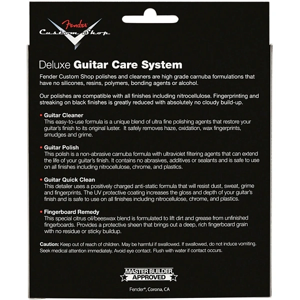 Набор средств по уходу за гитарой Fender Custom Shop Deluxe Guitar Care System 4 Pack Black