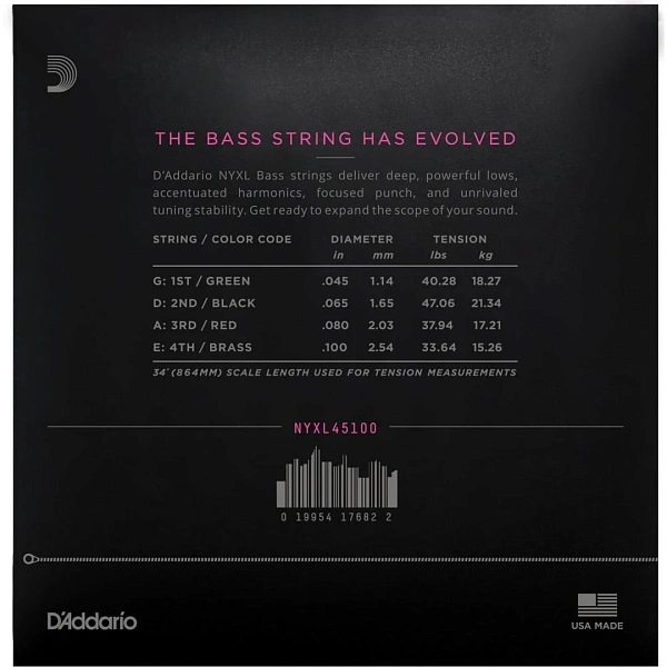 Струны для бас-гитары D’Addario NYXL45100 45-100