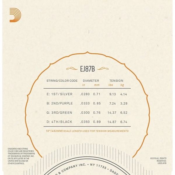 Струны для укулеле D’Addario EJ87B
