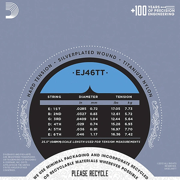 Струны для классической гитары D'Addario EJ46TT 28.5-46