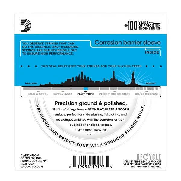 Струны для акустической гитары D'Addario EFT16 12-53