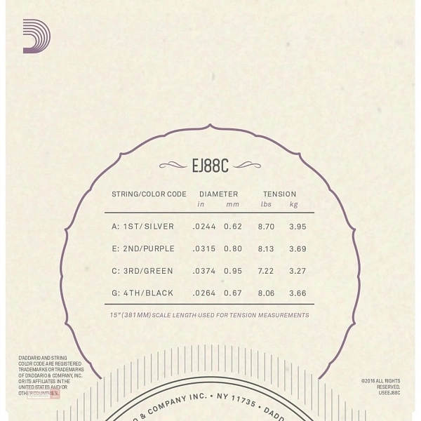 Струны для укулеле D’Addario EJ88C