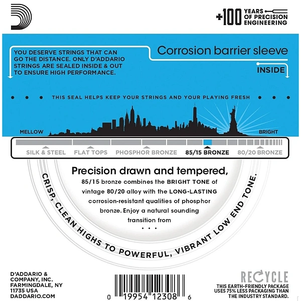 Струны для акустической гитары D'Addario EZ910 11-52