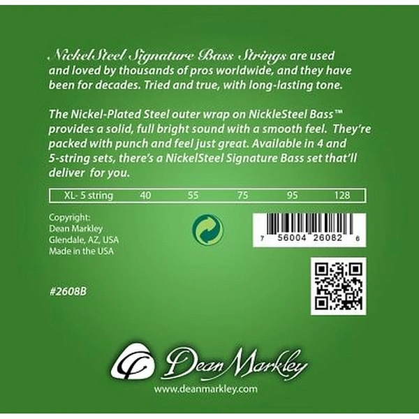 Струны для бас-гитары Dean Markley 2608B Signature Nickel Steel 40-128 5-Strings