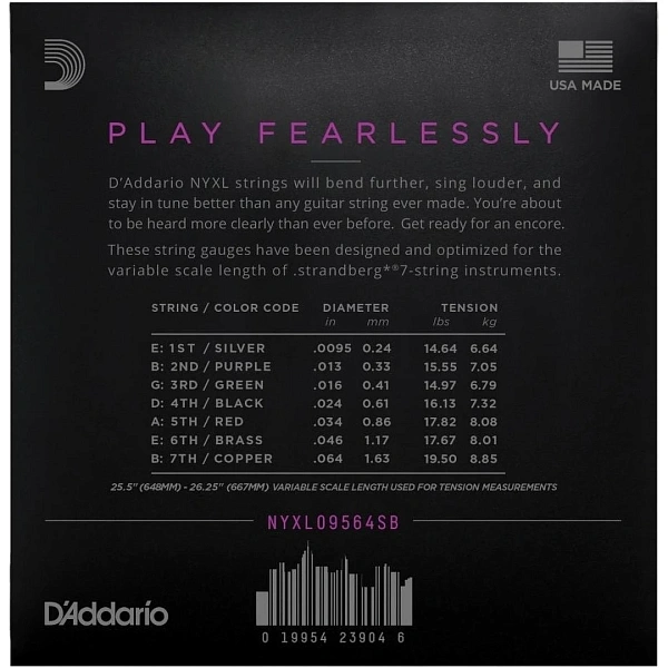 Струны для электрогитары D'Addario NYXL09564SB 9,5-64