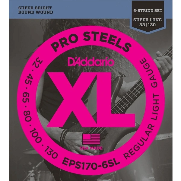 Струны для бас-гитары D'Addario EPS170-6SL ProSteels 32-130