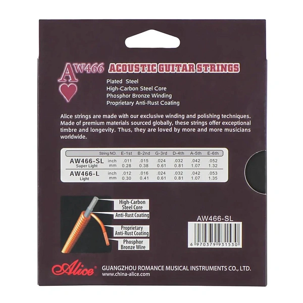 Струны для акустической гитары Alice AW466-L