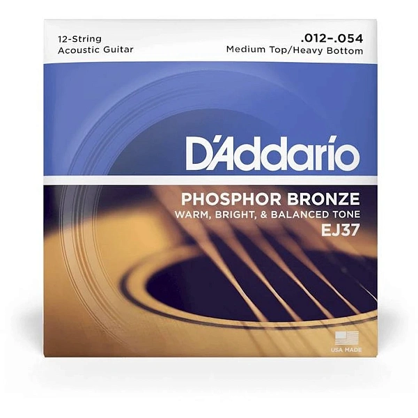 Струны для 12-ти струнной акустической гитары D’addario EJ37 12-54
