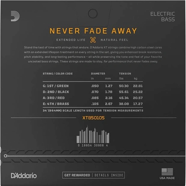 Струны для бас-гитары D'Addario XTB50105 50-105