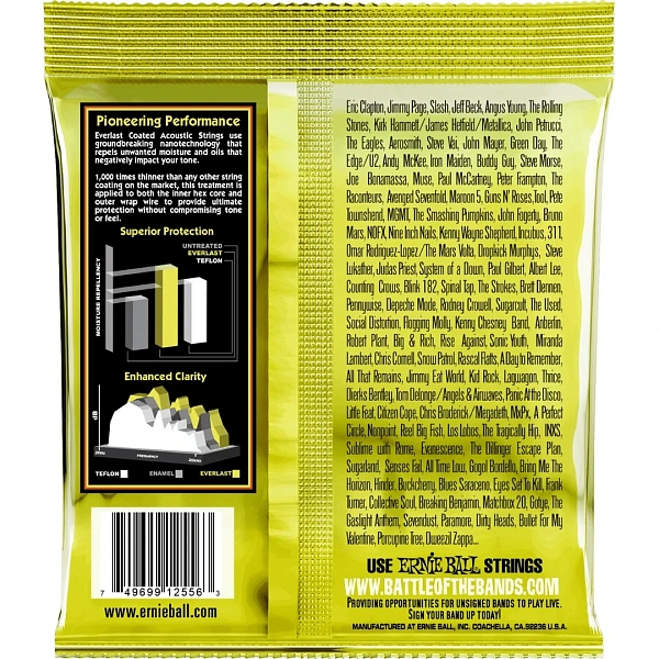 Струны для акустической гитары Ernie Ball 2556 Everlast Medium Light 12-54