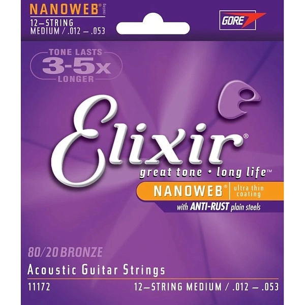 Струны для 12-ти струнной гитары Elixir 11172 12-53