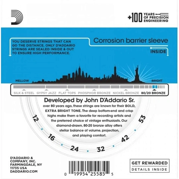 Струны для акустической гитары D'Addario EJ11-3D 12-53